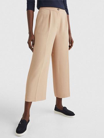 Női Tommy Hilfiger Relaxed Fit Széles Cipő-Leg Nadrág Bézs | HU 250VRW
